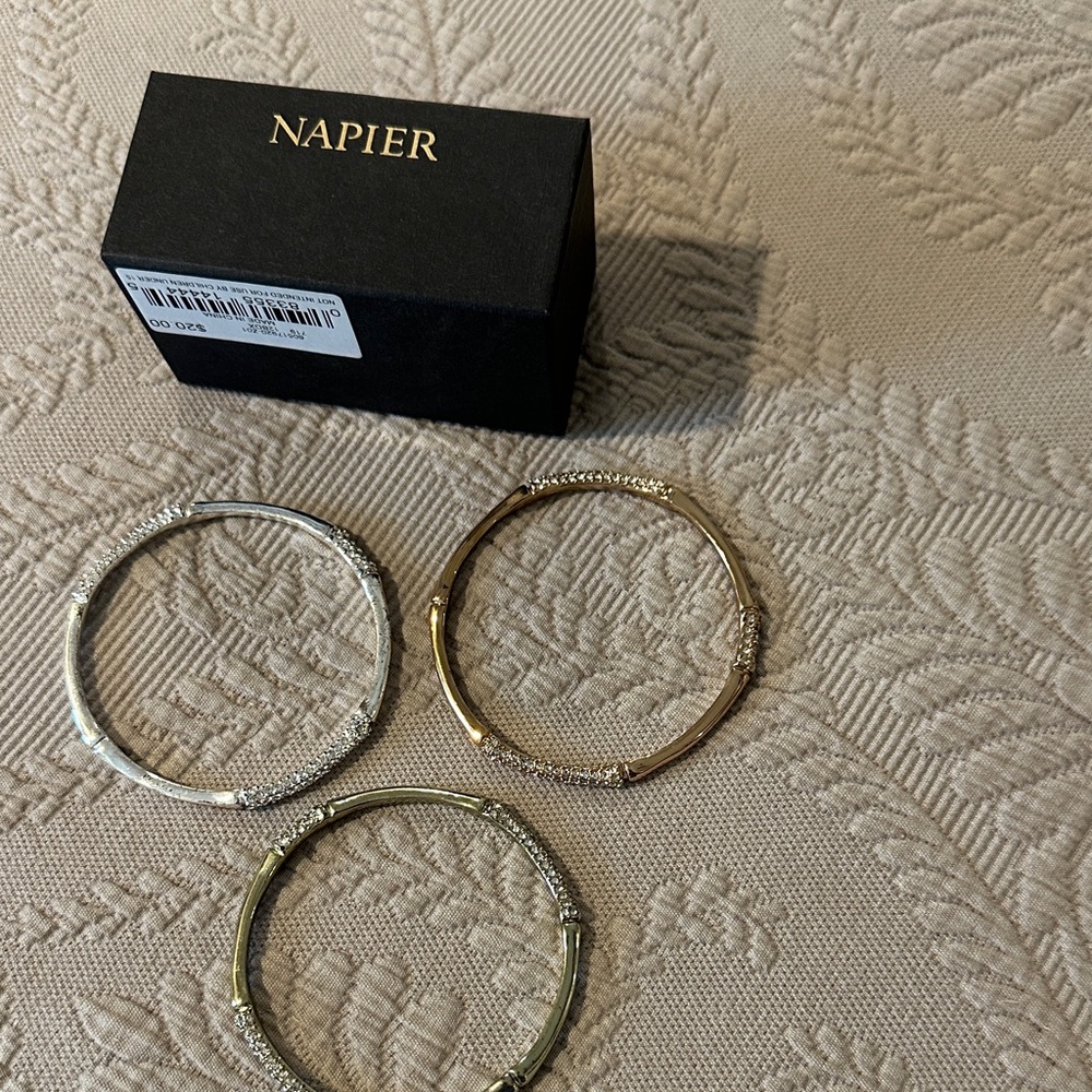 Napier Two-Tone Textured Bangle Bracelets